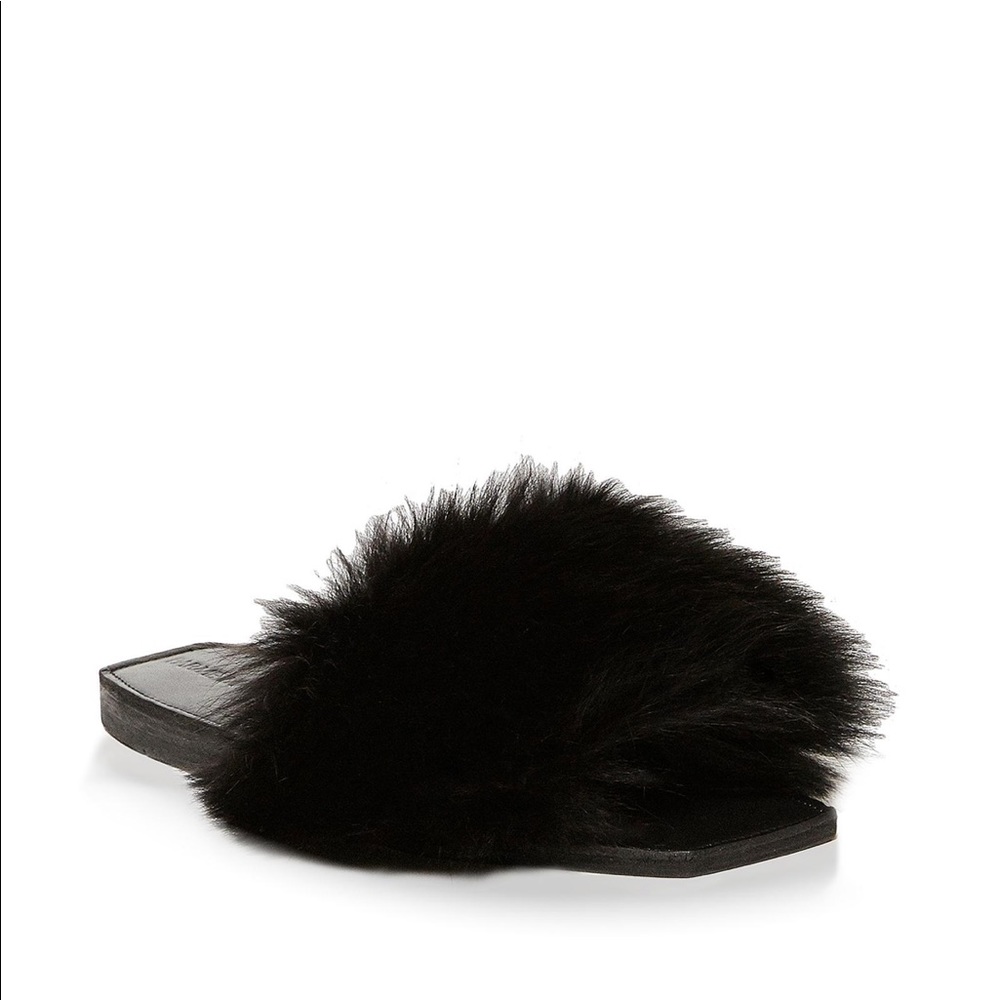 Parme Marin black fur sandals